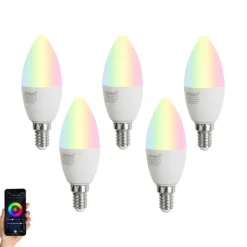 LUUMR 5er-Set E14 Dimmbare LED-Lampen C37 Opal 4,9W 470 lm 2700-6500K
