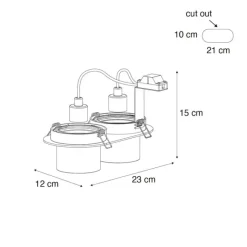 QAZQA 6er-Set Einbaustrahler Gunmetal GU10 70mm Schwenkbar 2-flammig - Installa