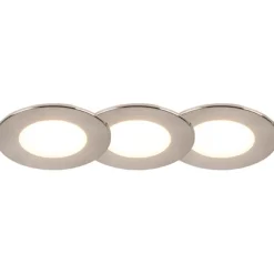QAZQA 3er-Set Einbaustrahler rund Stahl inkl. LED IP65 - Simply