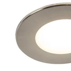 QAZQA 3er-Set Einbaustrahler rund Stahl inkl. LED IP65 - Simply