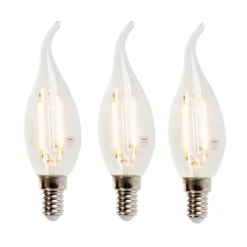 LUEDD 3er-Set LED-Filament-Kerzenlampe E14 3W 2700K 250lm F35 dimmbar klar
