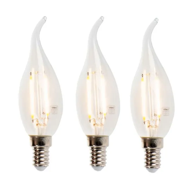 LUEDD 3er-Set LED-Filament-Kerzenlampe E14 3W 2700K 250lm F35 dimmbar klar