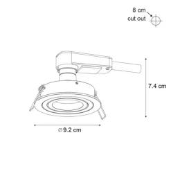 QAZQA 6er-Set moderne Einbaustrahler Gunmetal GU10 50mm rund schwenkbar - Rondoo
