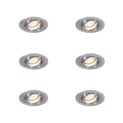 QAZQA 6er-Set moderne Einbaustrahler Stahl - Rondoo
