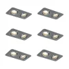 QAZQA 6er-Set Runde Einbaustrahler Gunmetal GU10 50mm Verstellbar IP44 2-Lichter - Alberto