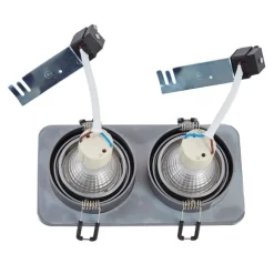 QAZQA 6er-Set Runde Einbaustrahler Gunmetal GU10 50mm Verstellbar IP44 2-Lichter - Alberto