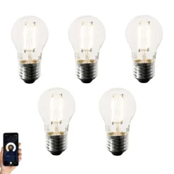 LUEDD 5er-Set Smart E27 LED-Glühbirnen P45 4,5W 470 lm 1800-4000K