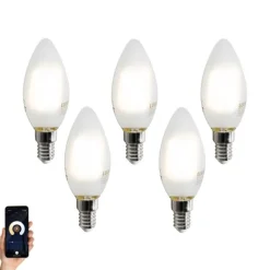 LUUMR 5er-Set Smart E14 LED-Glühbirnen C35 Matt 4,2W 470 lm 2700-6500K