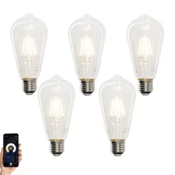 LUEDD 5er-Set Smart E27 LED-Glühbirnen ST64 4,5W 470 lm 1800-4000K