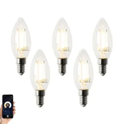 LUEDD 5er-Set Smart E14 LED-Lampen B35 4,5W 470 lm 2700K