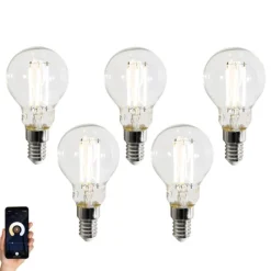 LUUMR 5er-Set Smart E14 LED-Lampen P45 Klar 4,2W 470 lm 2700-6500K