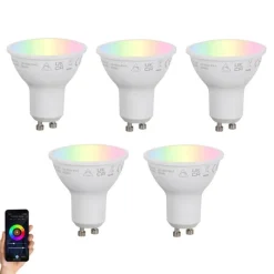 LUUMR 5er-Set Smart GU10 50mm Dimmbare LED-Lampen Opal RGBW 4,7W 400 lm 2700-6500K