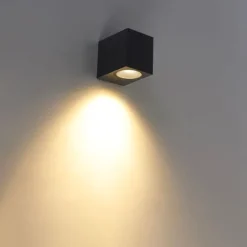 QAZQA 3er-Set smarte Wandleuchten schwarz GU10 50mm IP44 - Baleno