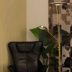 QAZQA Goldene Stehlampe mit Lesearm inkl. LED und USB-Anschluss - Sevilla