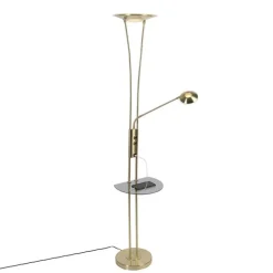 QAZQA Goldene Stehlampe mit Lesearm inkl. LED und USB-Anschluss - Sevilla