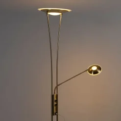 QAZQA Goldene Stehlampe mit Lesearm inkl. LED und USB-Anschluss - Sevilla