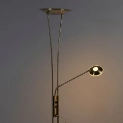 QAZQA Goldene Stehlampe mit Lesearm inkl. LED und USB-Anschluss - Sevilla