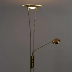 QAZQA Goldene Stehlampe mit Lesearm inkl. LED und USB-Anschluss - Sevilla