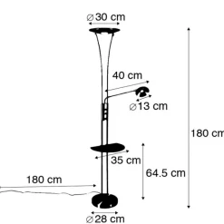QAZQA Goldene Stehlampe mit Lesearm inkl. LED und USB-Anschluss - Sevilla