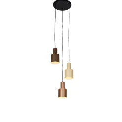 Trio Leuchten Hängelampe aus Bronze mit Taupe und Beige, 3-flammig – Ans