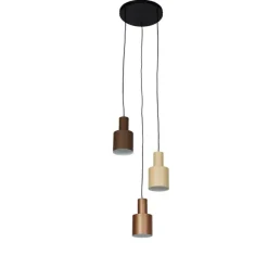 Trio Leuchten Hängelampe aus Bronze mit Taupe und Beige, 3-flammig – Ans