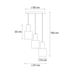 Trio Leuchten Hängelampe aus Bronze mit Taupe und Beige, 3-flammig – Ans