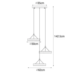 QAZQA Hängelampe Messing rund inkl. LED 3-Stufen dimmbar 3-Licht - Lyani