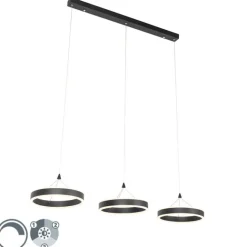 QAZQA Hängelampe schwarz länglich inkl. LED 3-stufig dimmbar 3-Licht - Lyani