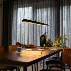 QAZQA Hängelampe schwarz mit goldener Innenseite inkl. LED - Balo 4