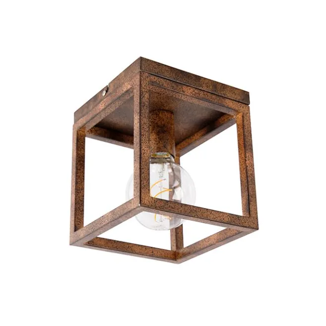 QAZQA Industrielle Deckenleuchte rostbraun - Käfig