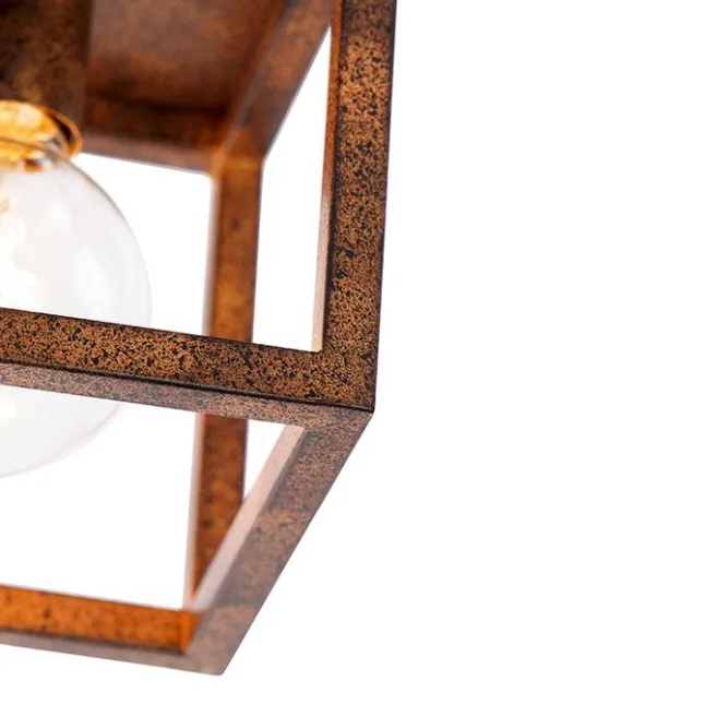 QAZQA Industrielle Deckenleuchte rostbraun - Käfig