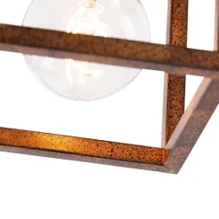 QAZQA Industrielle Deckenleuchte rostbraun - Käfig