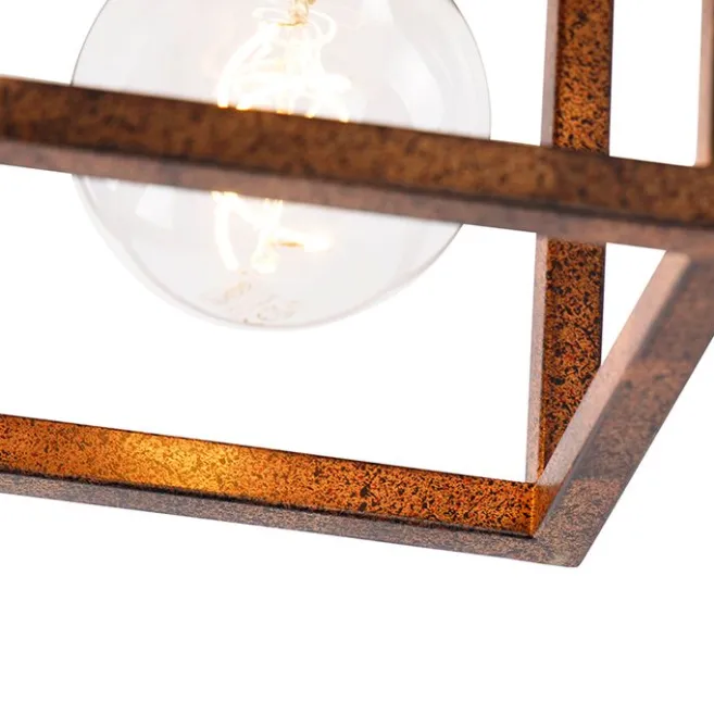 QAZQA Industrielle Deckenleuchte rostbraun - Käfig