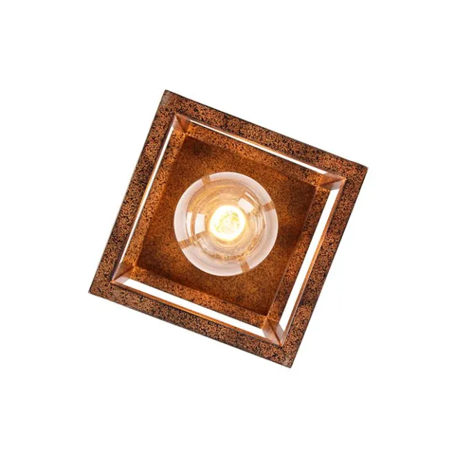 QAZQA Industrielle Deckenleuchte rostbraun - Käfig