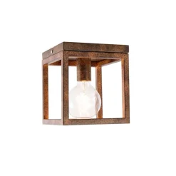 QAZQA Industrielle Deckenleuchte rostbraun - Käfig