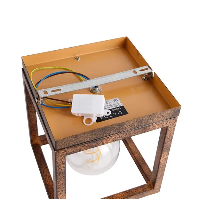 QAZQA Industrielle Deckenleuchte rostbraun - Käfig