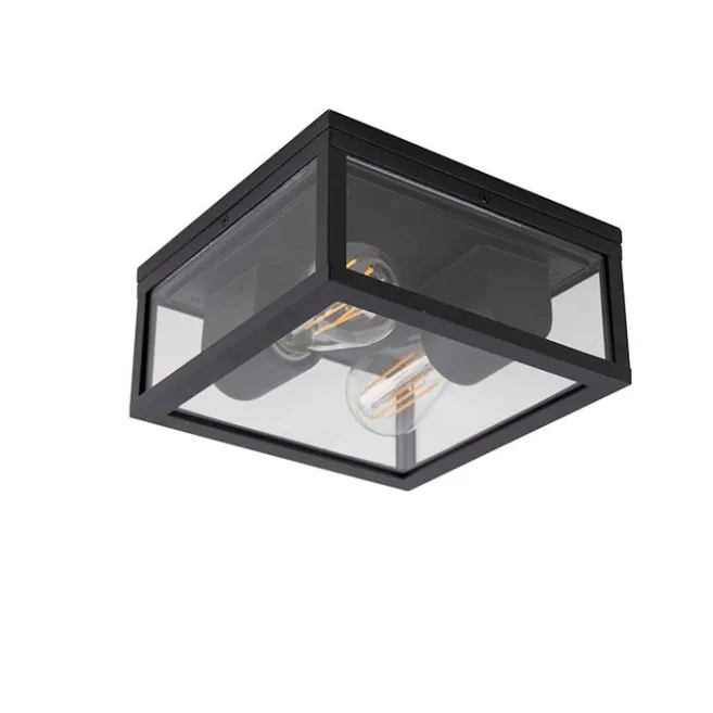 QAZQA Industrielle Deckenleuchte schwarz IP44 - Charlois