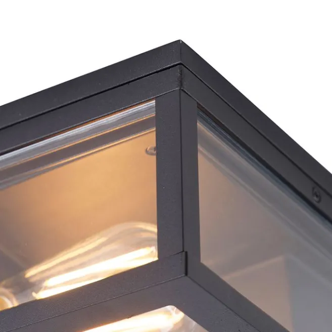 QAZQA Industrielle Deckenleuchte schwarz IP44 - Charlois