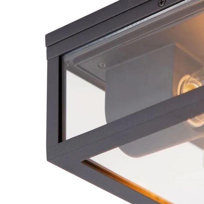 QAZQA Industrielle Deckenleuchte schwarz IP44 - Charlois