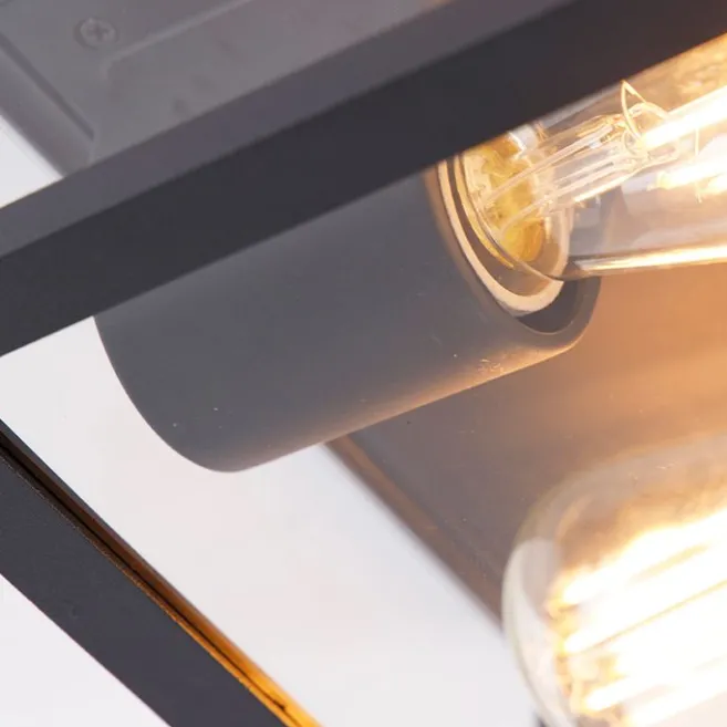 QAZQA Industrielle Deckenleuchte schwarz IP44 - Charlois