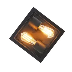 QAZQA Industrielle Deckenleuchte schwarz IP44 - Charlois