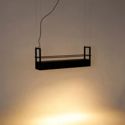 QAZQA Industrielle Hängelampe schwarz mit Gestell 4-flammig GU10 - Cage Rack