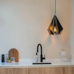 QAZQA Industrielle Hängelampe schwarz mit Netz - Karkasse