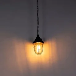 QAZQA Industrielle Hängelampe schwarz mit Glas - Cabin