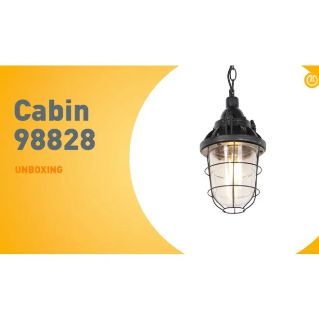 QAZQA Industrielle Hängelampe schwarz mit Glas - Cabin