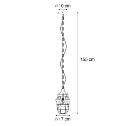 QAZQA Industrielle Hängelampe schwarz mit Glas - Cabin