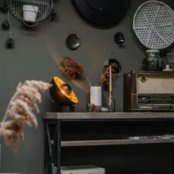 QAZQA Industrielle Tischlampe schwarz mit goldener Innenseite - Magna Eglip