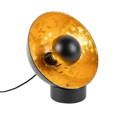 QAZQA Industrielle Tischlampe schwarz mit goldener Innenseite - Magna Eglip