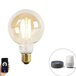Calex Intelligente E27-LED-Lampe, dimmbar bis warm, G95, Gold, 7 W, 806 lm, 1800 K – 3000 K