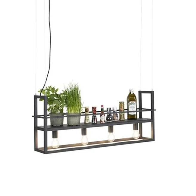 QAZQA Intelligente Hängelampe schwarz inkl. WiFi A60 Lichtquellen - Cage Rack